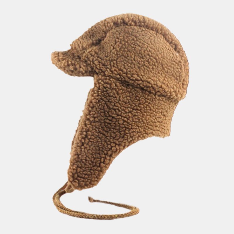 Sombrero De Invierno Grueso A Prueba De Frío Con Pelo De Cordero Para Hombres Y Mujeres Sombrero De Trampero Con Protección Para Los Oídos