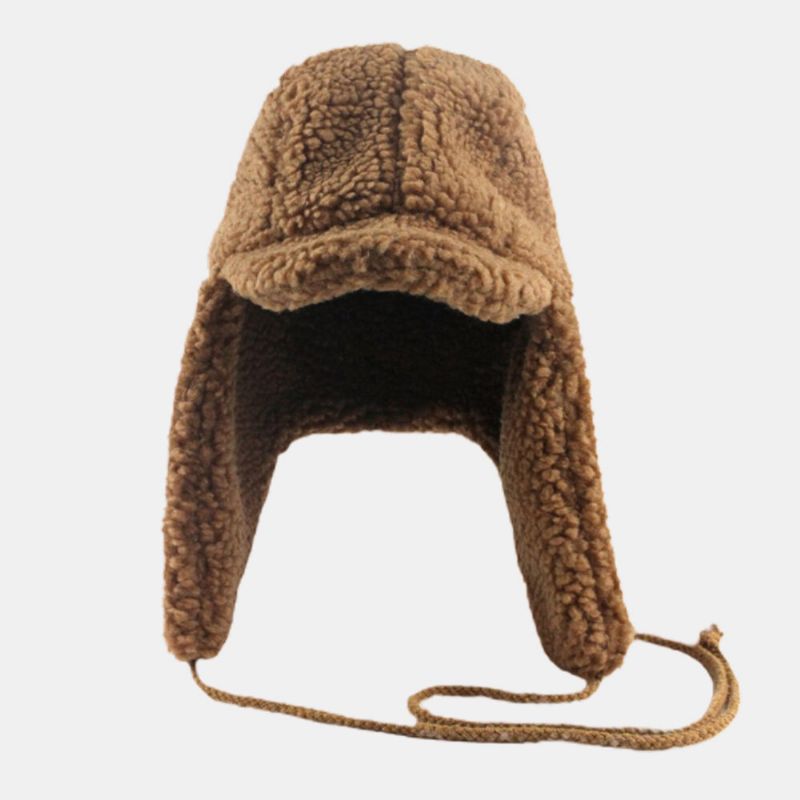 Sombrero De Invierno Grueso A Prueba De Frío Con Pelo De Cordero Para Hombres Y Mujeres Sombrero De Trampero Con Protección Para Los Oídos