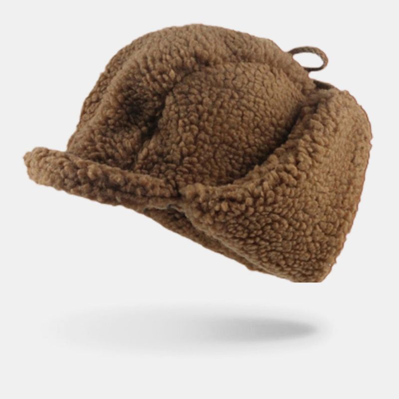 Sombrero De Invierno Grueso A Prueba De Frío Con Pelo De Cordero Para Hombres Y Mujeres Sombrero De Trampero Con Protección Para Los Oídos