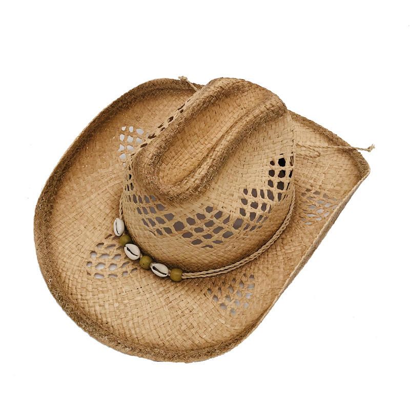 Sombrero De Malla Transpirable Con Conchas De Vaquero De Paja De Verano Unisex Sombrero De Panamá De Ala Ancha Elegante Para Mujer Sombrero De Playa Sunbonnet