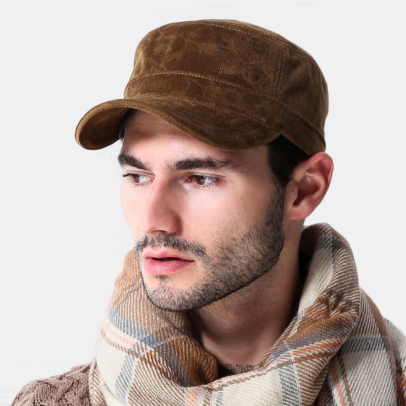 Sombrero Militar Unisex Cálido Y Suave De Moda Con Parte Superior Plana Sombrero Con Pico