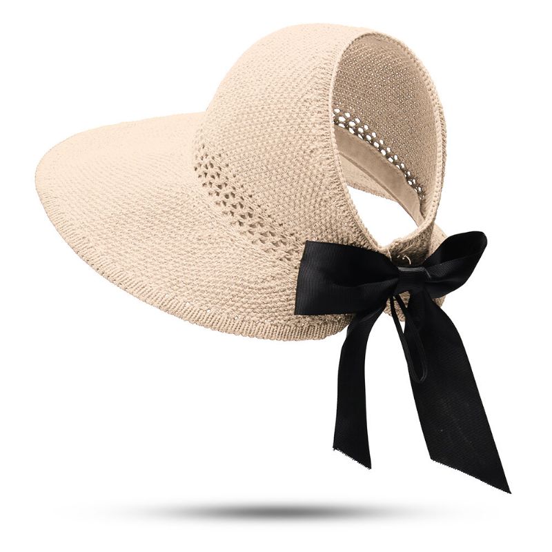 Sombrero De Paja Con Protección Uv Para Mujer Sombreros De Cubo De Ala Ancha Gorras Planas Redondas Gorra De Vacaciones En La Playa