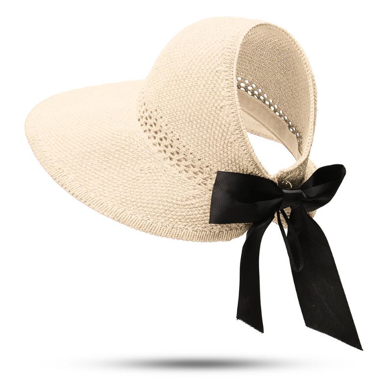 Sombrero De Paja Con Protección Uv Para Mujer Sombreros De Cubo De Ala Ancha Gorras Planas Redondas Gorra De Vacaciones En La Playa