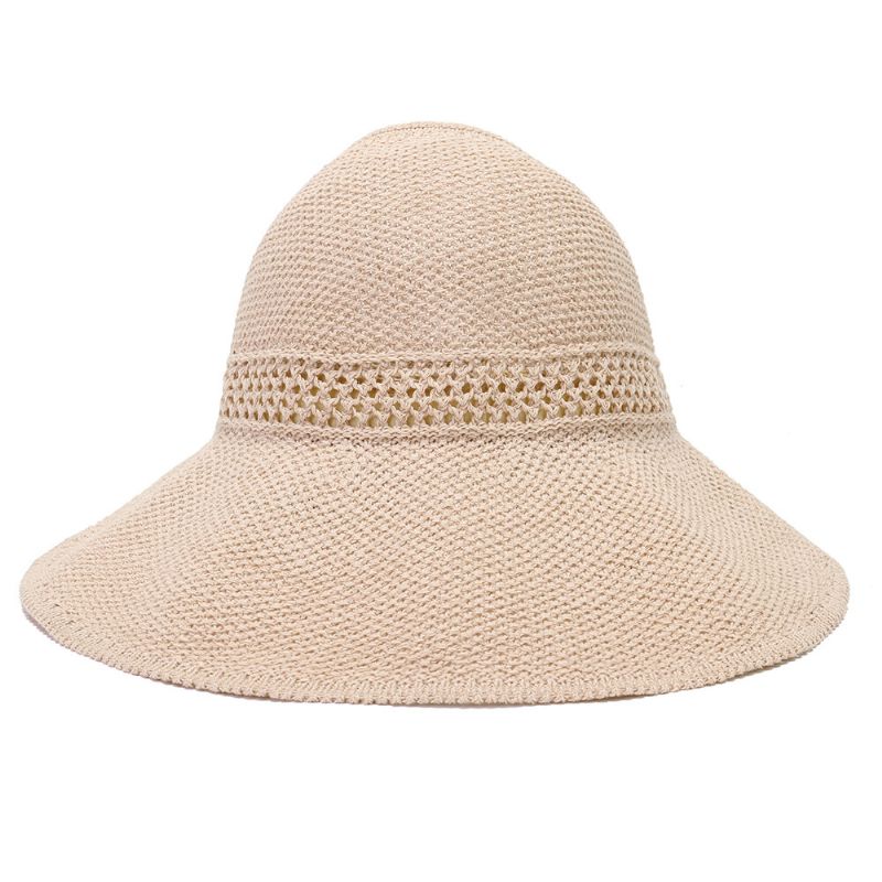 Sombrero De Paja Con Protección Uv Para Mujer Sombreros De Cubo De Ala Ancha Gorras Planas Redondas Gorra De Vacaciones En La Playa