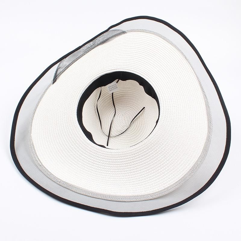 Sombrero De Paja De Cubo De Protección Solar De Malla Vogue Para Mujer