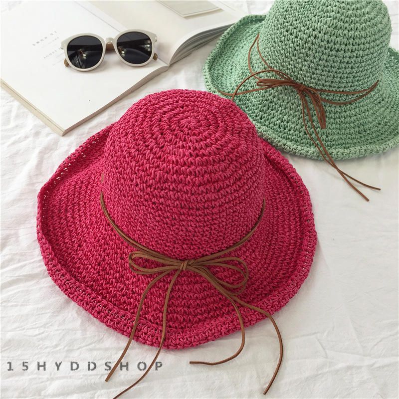 Sombrero De Paja Plegable Con Protección Solar Anti-uv Para Mujer