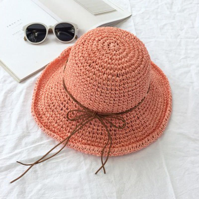 Sombrero De Paja Plegable Con Protección Solar Anti-uv Para Mujer