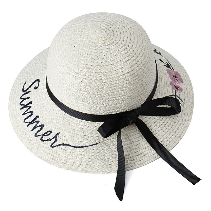 Sombrero De Paja Plegable Con Protección Solar Con Lazo Para Mujer Sombrero De Viaje Informal Al Aire Libre Playa Mar Sombrero Flexible