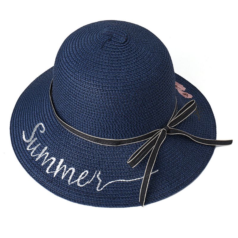 Sombrero De Paja Plegable Con Protección Solar Con Lazo Para Mujer Sombrero De Viaje Informal Al Aire Libre Playa Mar Sombrero Flexible