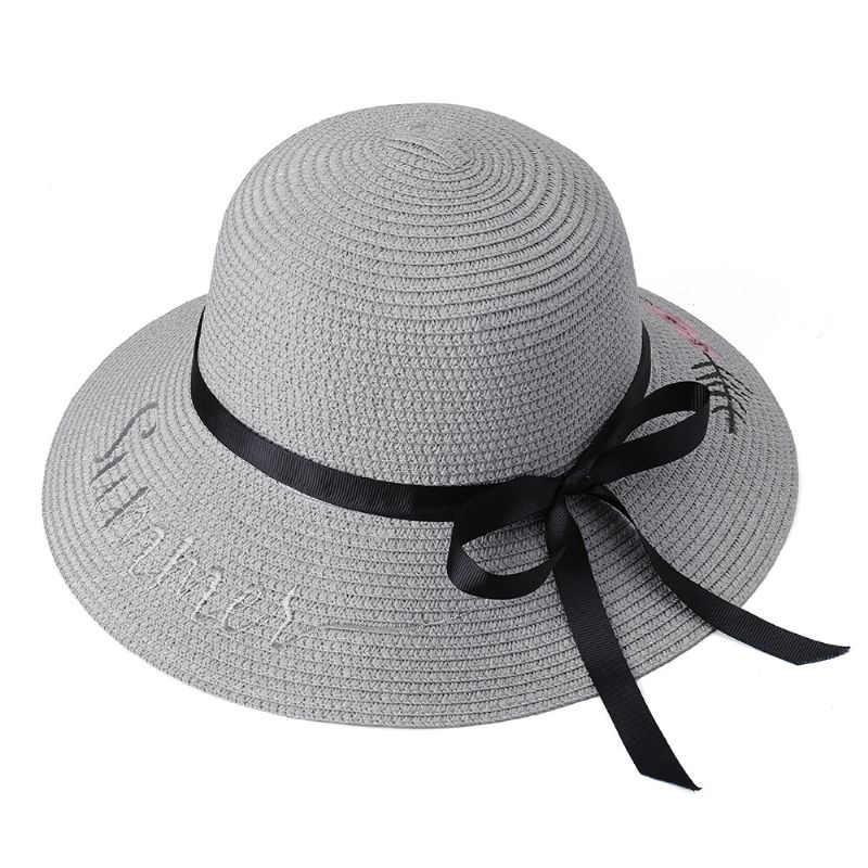 Sombrero De Paja Plegable Con Protección Solar Con Lazo Para Mujer Sombrero De Viaje Informal Al Aire Libre Playa Mar Sombrero Flexible