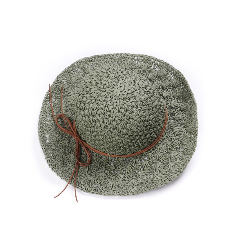 Sombrero De Paja De Sombra De Viaje Con Gorra De Borde Grande De Color Sólido Para Mujer