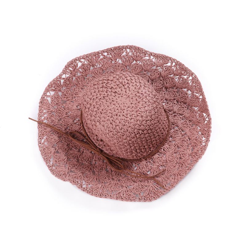 Sombrero De Paja De Sombra De Viaje Con Gorra De Borde Grande De Color Sólido Para Mujer