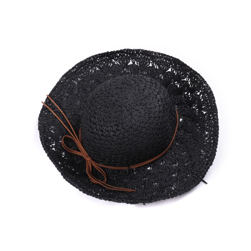 Sombrero De Paja De Sombra De Viaje Con Gorra De Borde Grande De Color Sólido Para Mujer