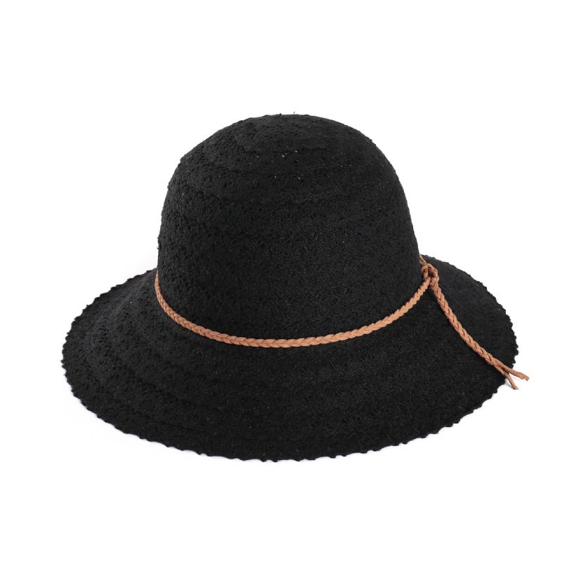 Sombrero De Paja Tejido Con Protector Solar De Verano Con Patrón De Pétalos Calados Multicolor Para Mujer