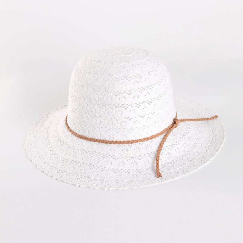 Sombrero De Paja Tejido Con Protector Solar De Verano Con Patrón De Pétalos Calados Multicolor Para Mujer