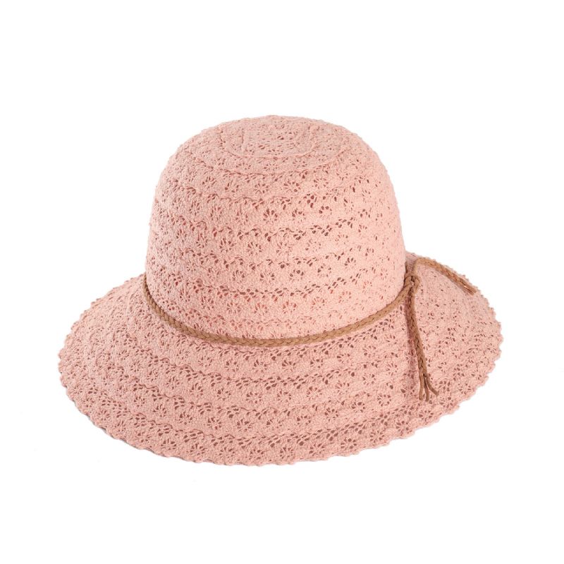 Sombrero De Paja Tejido Con Protector Solar De Verano Con Patrón De Pétalos Calados Multicolor Para Mujer