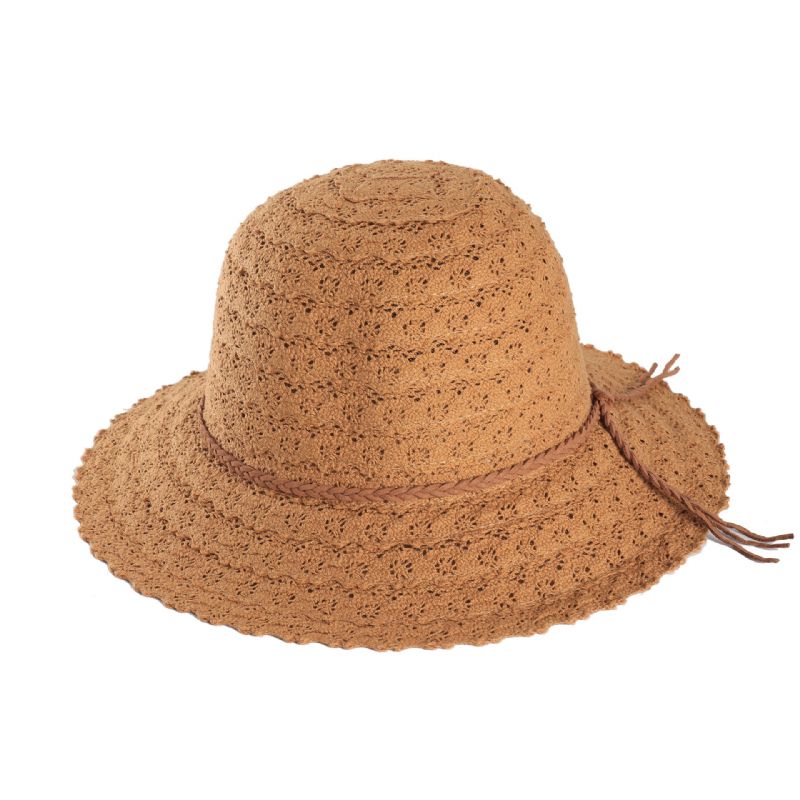 Sombrero De Paja Tejido Con Protector Solar De Verano Con Patrón De Pétalos Calados Multicolor Para Mujer