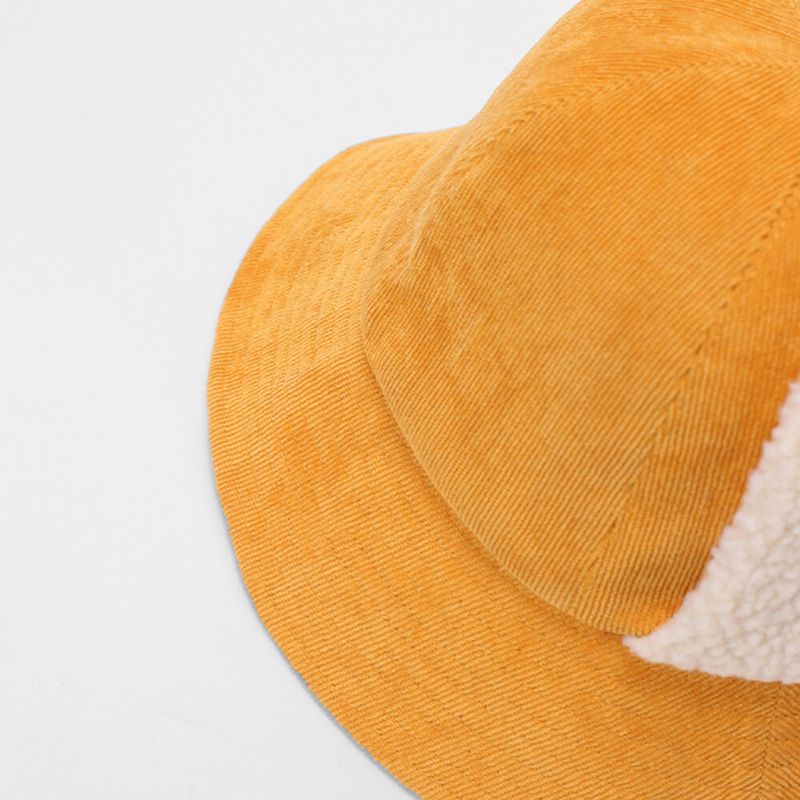 Sombrero De Pana Plus Para Mujer Circunferencia Protección Para Los Oídos Corbata Keep Warm Bucket Hat