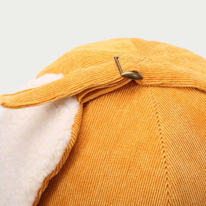 Sombrero De Pana Plus Para Mujer Circunferencia Protección Para Los Oídos Corbata Keep Warm Bucket Hat