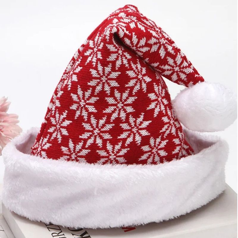 Sombrero De Papá Noel De Navidad De Punto Unisex Patrón De Copo De Nieve De Alce Sombrero De Punto Festivo Cálido Sombrero De Navidad