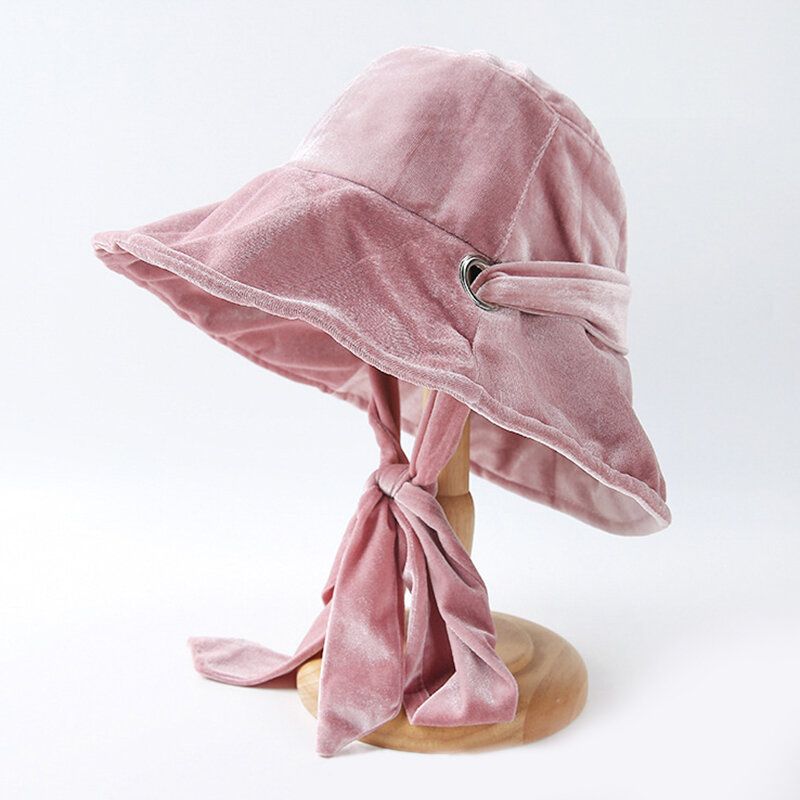 Sombrero De Pesca Cálido De Doble Uso De Terciopelo Dorado Para Mujer Gorro Plegable Para Lavabo Sombrero Informal A Prueba De Viento Al Aire Libre