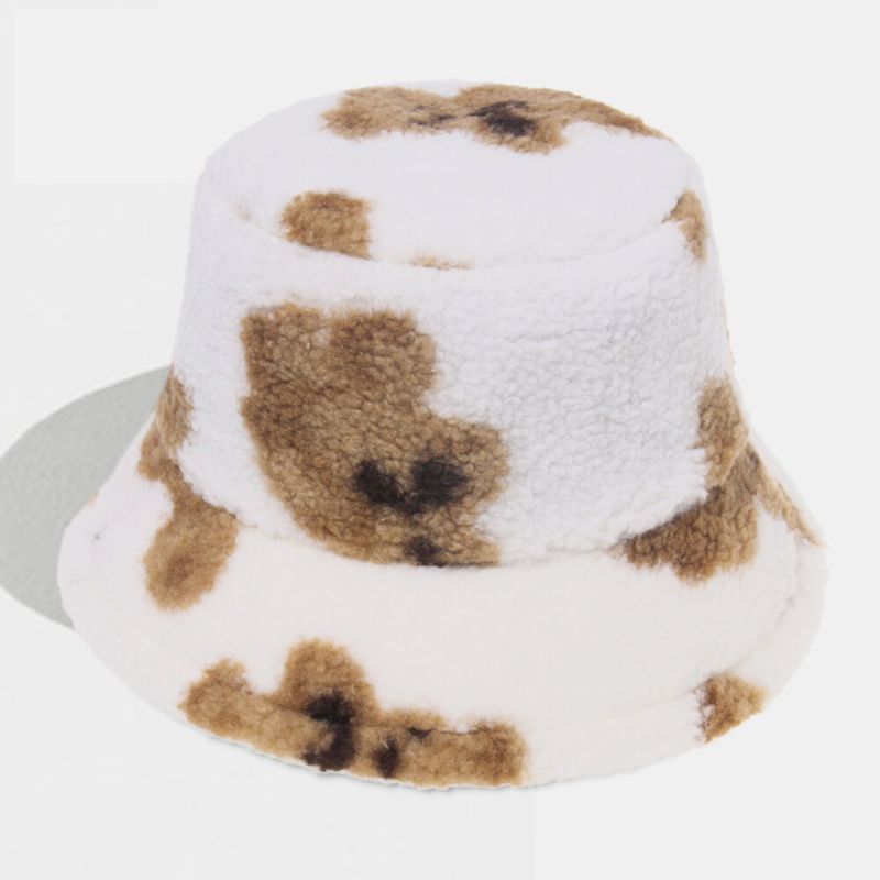 Sombrero De Pescador Unisex Con Estampado De Oso De Cachemira Suave Informal Y Cálido