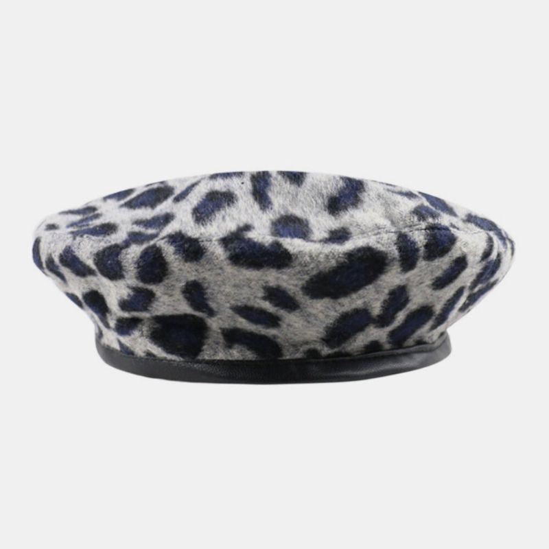 Sombrero De Pintor Retro Cálido De Leopardo De Lana Para Mujer Sombrero De Boina Sombrero Octogonal Sombrero Plano