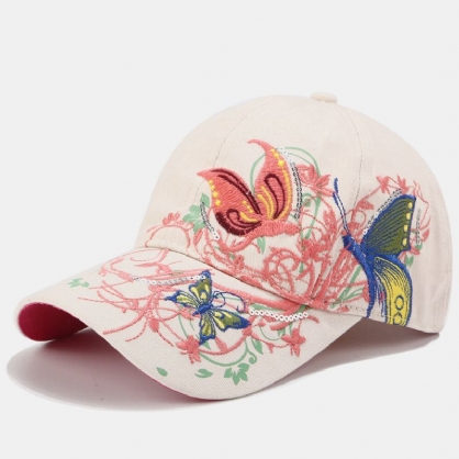 Sombrero De Protección Solar Para Mujer Sombrero De Pato Con Bordado De Mariposa De Moda Gorra De Béisbol