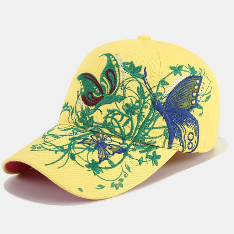 Sombrero De Protección Solar Para Mujer Sombrero De Pato Con Bordado De Mariposa De Moda Gorra De Béisbol