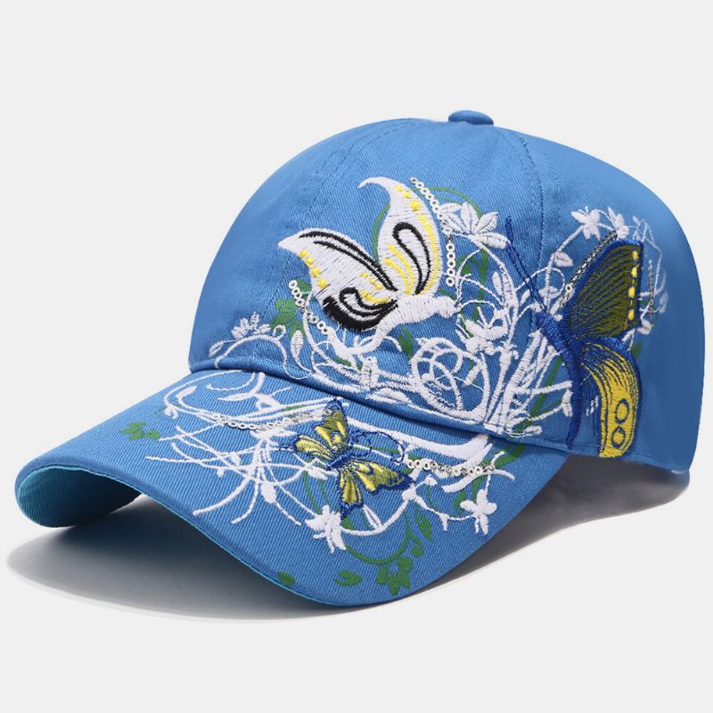 Sombrero De Protección Solar Para Mujer Sombrero De Pato Con Bordado De Mariposa De Moda Gorra De Béisbol