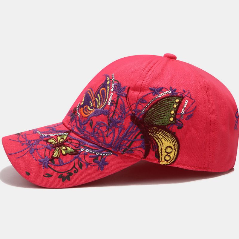 Sombrero De Protección Solar Para Mujer Sombrero De Pato Con Bordado De Mariposa De Moda Gorra De Béisbol