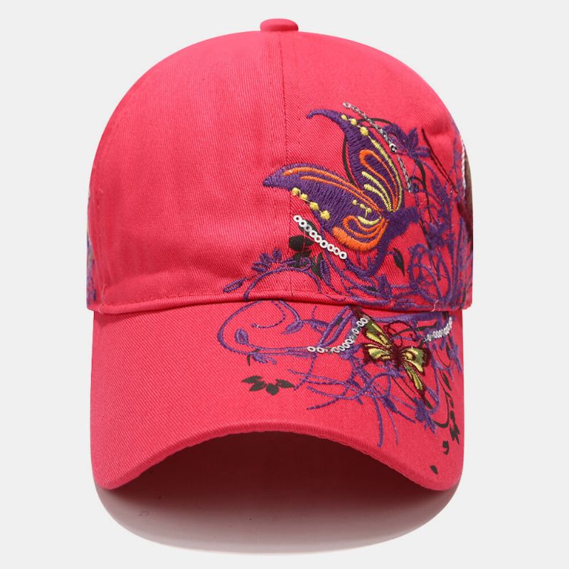 Sombrero De Protección Solar Para Mujer Sombrero De Pato Con Bordado De Mariposa De Moda Gorra De Béisbol