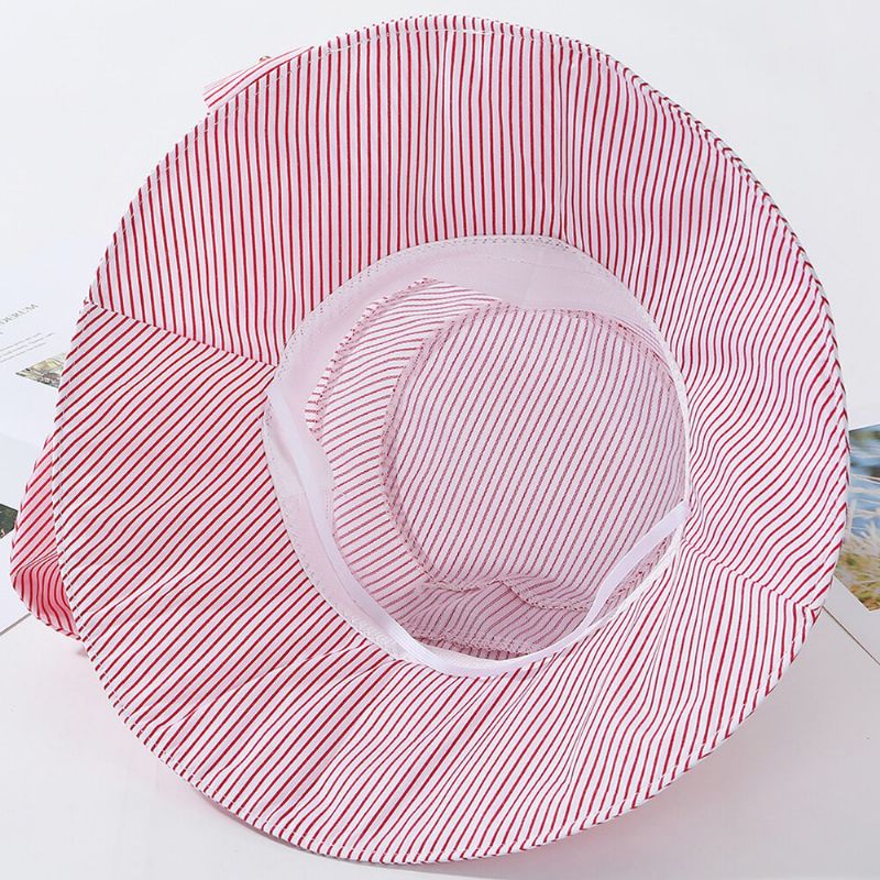 Sombrero De Sol De Playa A Rayas Sombrero De Ala Ancha De Algodón Para Mujer Elegante Gorra Anti-uv Plegable Multiusos Para Mujer