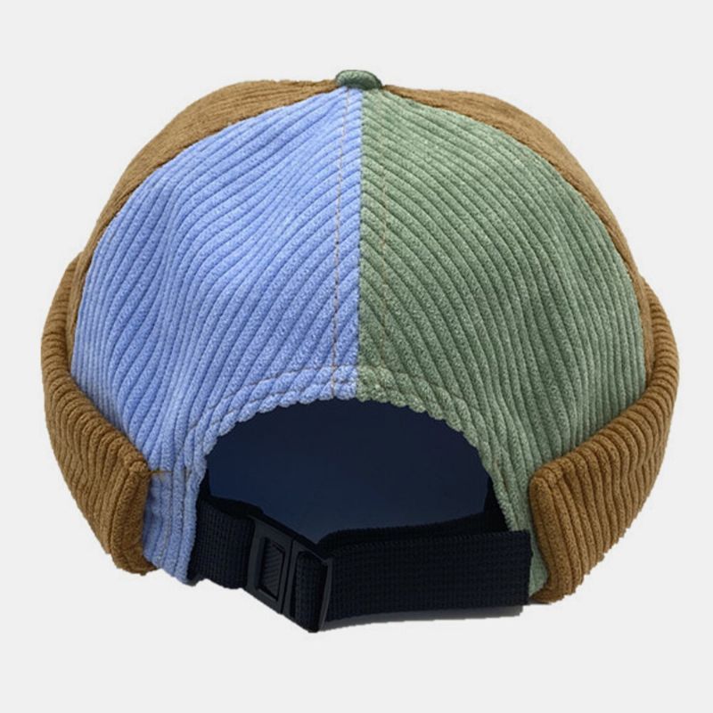 Sombrero De Sombrilla Ajustable De Hip-hop Con Rayas A Juego De Color De Pana Unisex Sin Ala Gorro De Propietario Gorra De Calavera