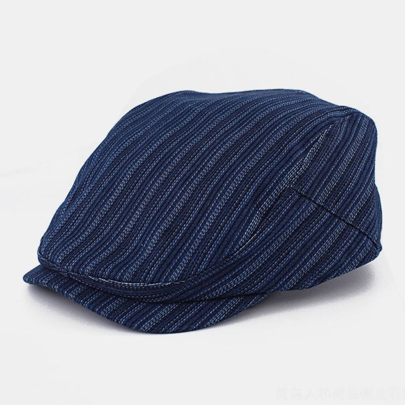 Sombrero De Sombrilla De Uso Inverso De Rayas De Algodón Para Hombres Gorra Delantera Ajustable Gorra De Boina De Sombrero Plano