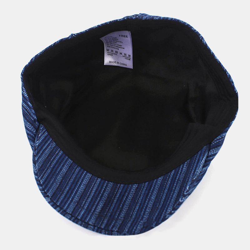 Sombrero De Sombrilla De Uso Inverso De Rayas De Algodón Para Hombres Gorra Delantera Ajustable Gorra De Boina De Sombrero Plano