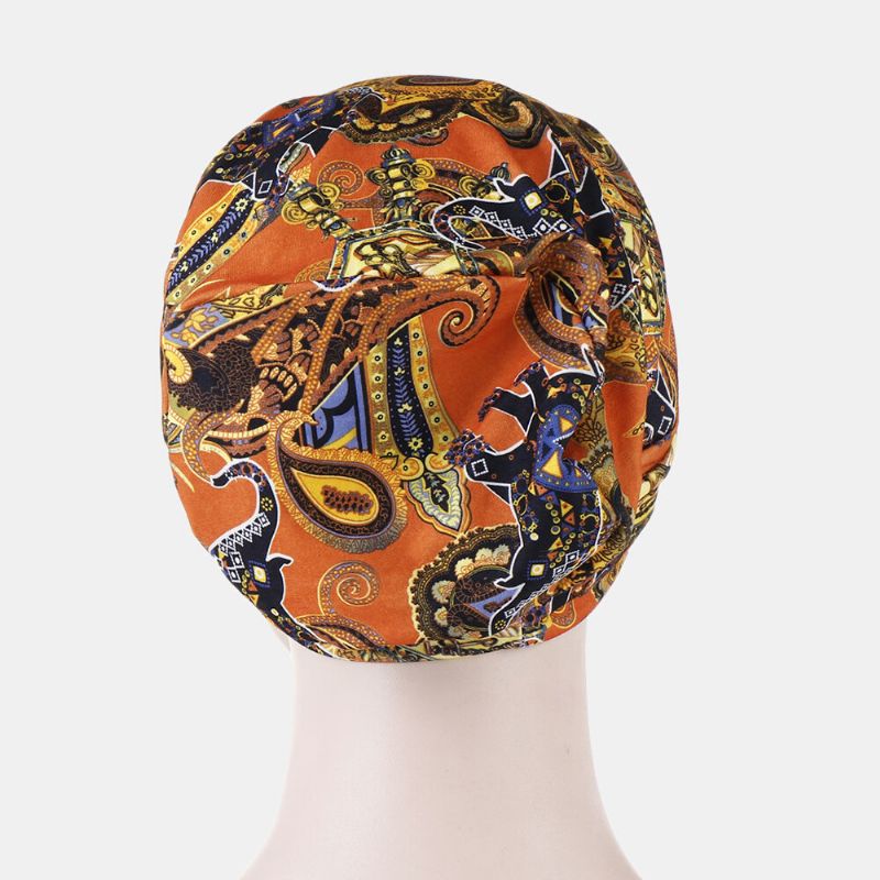 Sombrero De Turbante Con Estampado De Flores Para Mujer Gorro De Algodón Informal Y Transpirable Para La Cabeza