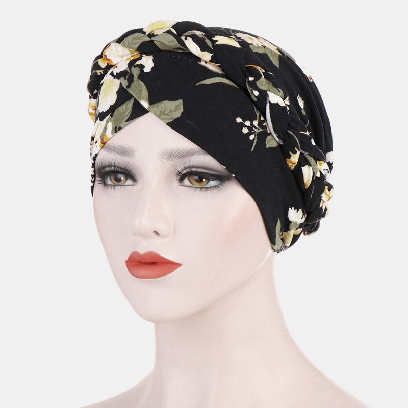 Sombrero De Turbante Con Estampado De Flores Para Mujer Gorros De Cabeza Transpirables Informales De Algodón