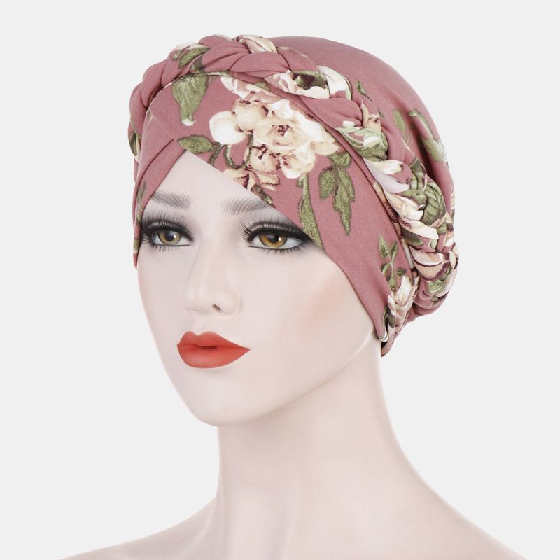 Sombrero De Turbante Con Estampado De Flores Para Mujer Gorros De Cabeza Transpirables Informales De Algodón