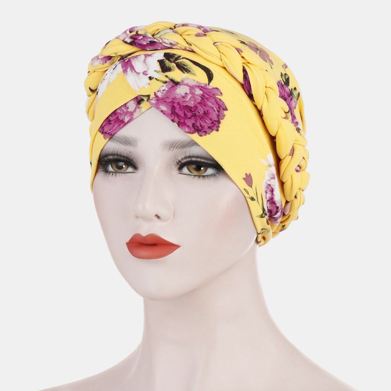 Sombrero De Turbante Con Estampado De Flores Para Mujer Gorros De Cabeza Transpirables Informales De Algodón