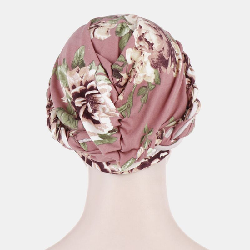 Sombrero De Turbante Con Estampado De Flores Para Mujer Gorros De Cabeza Transpirables Informales De Algodón