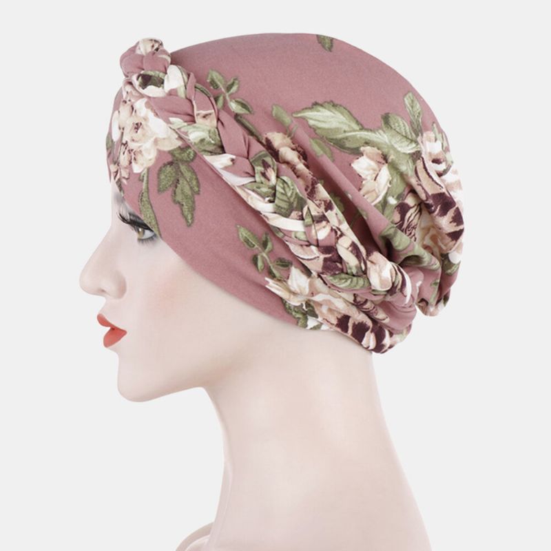 Sombrero De Turbante Con Estampado De Flores Para Mujer Gorros De Cabeza Transpirables Informales De Algodón