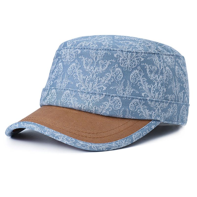 Sombreros Planos De Protección Solar Con Estampado De Algodón Para Hombres Y Mujeres Gorras De Visera De Viaje Informal Al Aire Libre