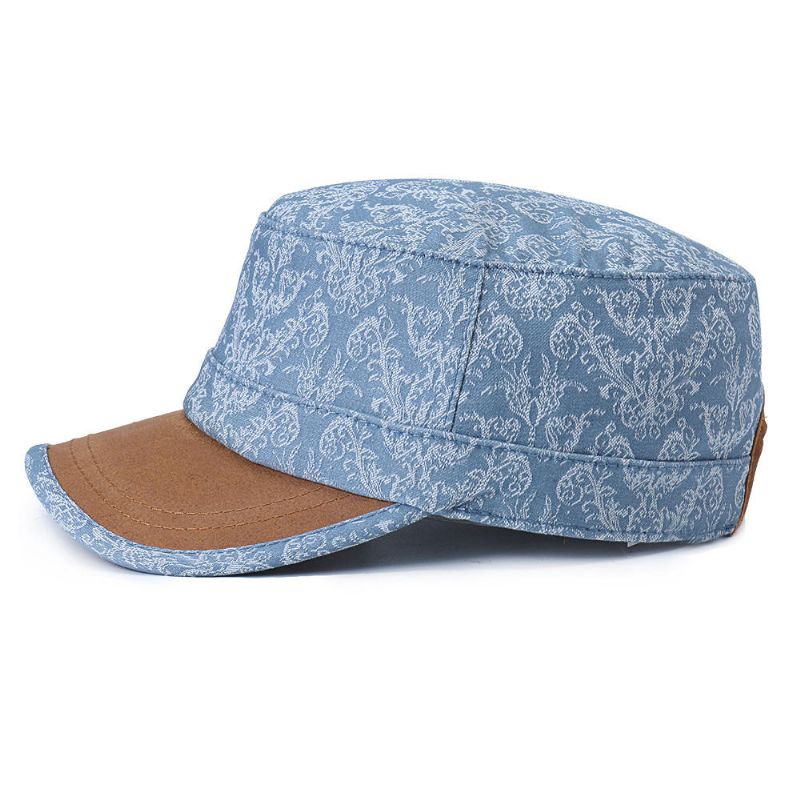 Sombreros Planos De Protección Solar Con Estampado De Algodón Para Hombres Y Mujeres Gorras De Visera De Viaje Informal Al Aire Libre