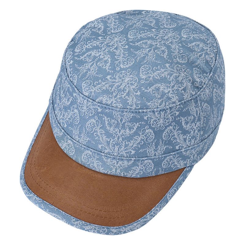 Sombreros Planos De Protección Solar Con Estampado De Algodón Para Hombres Y Mujeres Gorras De Visera De Viaje Informal Al Aire Libre