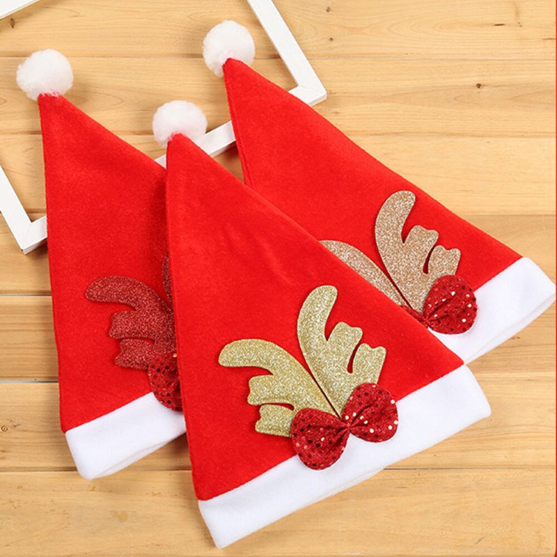 Unisex Adulto Niño Festivo Casual Navidad Patry Elk Cuerno Patrón Fiesta Hoilday Decorationns Sombrero De Navidad Sin Ala