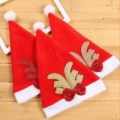 Unisex Adulto Niño Festivo Casual Navidad Patry Elk Cuerno Patrón Fiesta Hoilday Decorationns Sombrero De Navidad Sin Ala