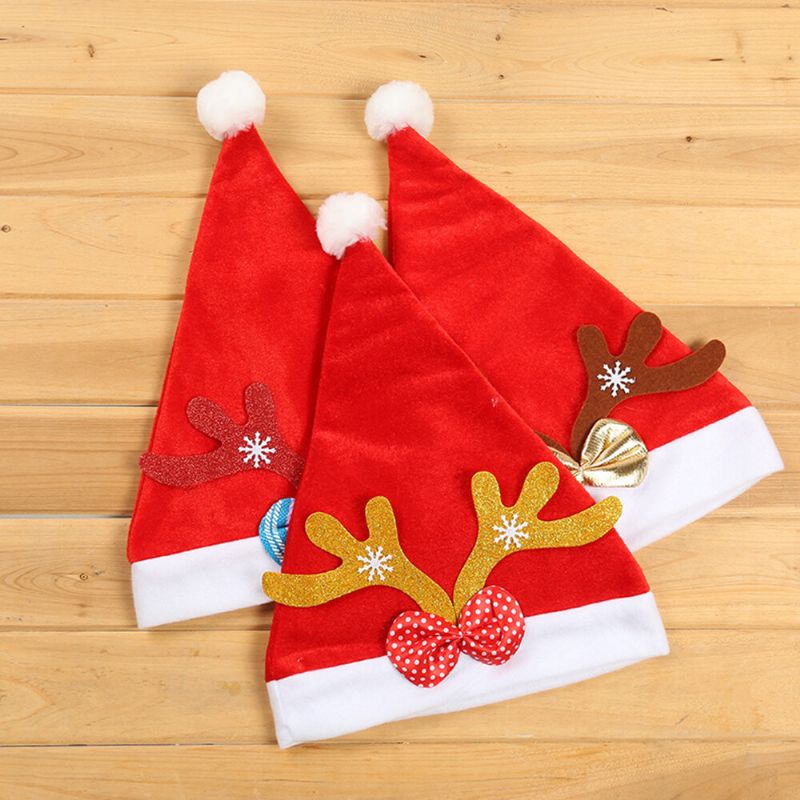 Unisex Adulto Niño Festivo Casual Navidad Patry Elk Cuerno Patrón Fiesta Hoilday Decorationns Sombrero De Navidad Sin Ala