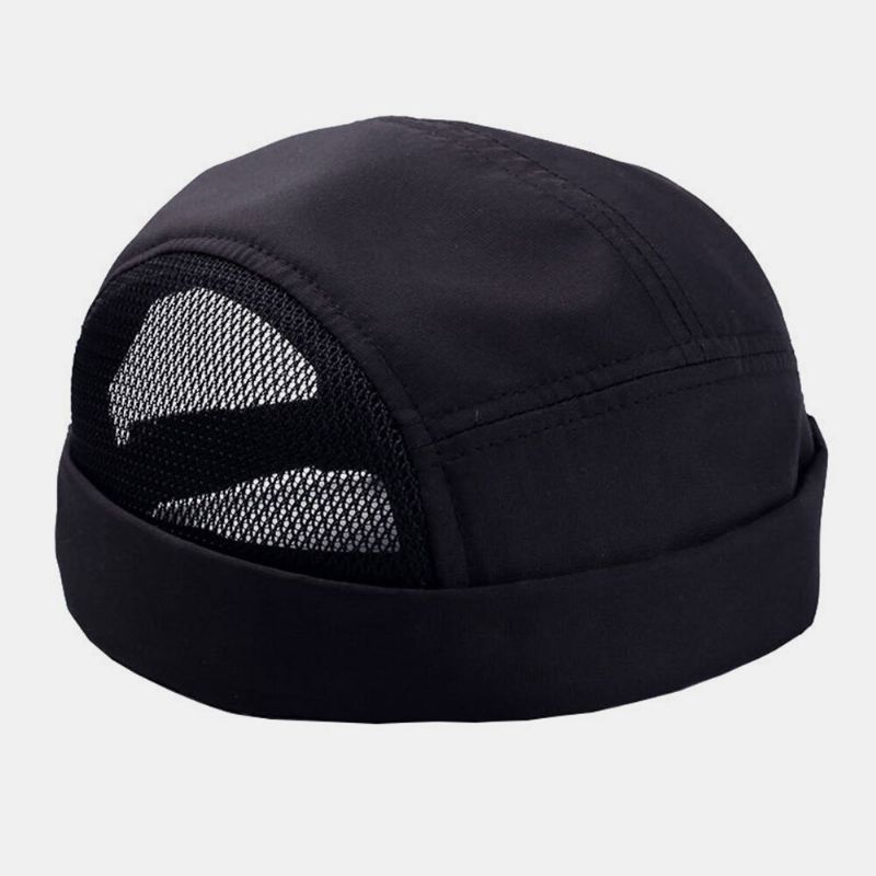 Unisex Ahueca Hacia Fuera La Malla Ultrafina Transpirable De Secado Rápido Moda Al Aire Libre Sin Ala Beanie Landlord Cap Skull Cap