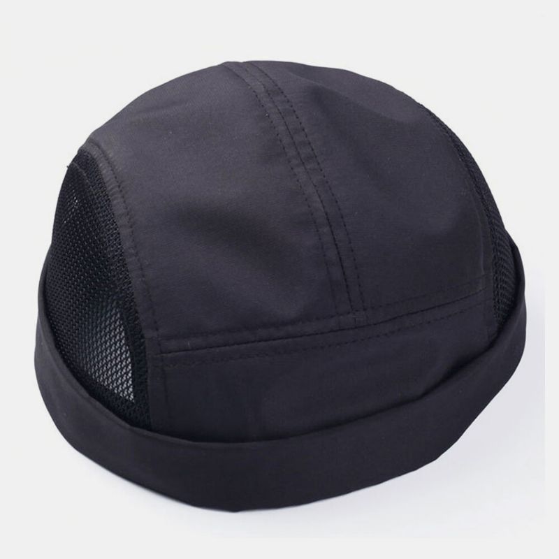 Unisex Ahueca Hacia Fuera La Malla Ultrafina Transpirable De Secado Rápido Moda Al Aire Libre Sin Ala Beanie Landlord Cap Skull Cap